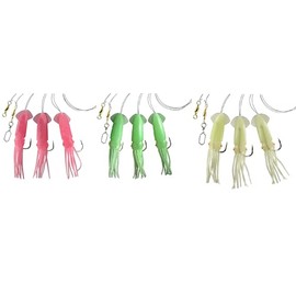 Dega by Jenzi Cod Rigs Rubber Octopus 3 Arms Luminous Squid Norway Ready Assembled Length 115 cm Line Thickness 0.80 mm Hook Size 7/0 (Set Mix)