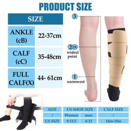 Floraltop 3 Pairs Lymphedema Compression Leg Wraps Kit 20-30 Mmhg Medical Shin Splint Wrap with Compression Socks (Nude and Black)