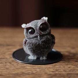 OwMell 2.5" Owl Statue Natural Garnet Tumbled Stone Gemstone Owl Figurine Home Decor