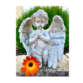 Trauerwerk Grave Decoration Weatherproof Angel Figure as Perfect Grave Decoration Decorative Memorial Stone with Mourning Angel Guardian Angel Figure for the Last Way Perfect for the Day of Death or