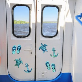 Konohan 8 Pcs Cruise Door Decorations Magnetic Turtle Car Magnets Flip Flop Boat Anchor Cruise Ship Decorations Magnetic Cruise Door Sign Carnival Cruise Sticker Refrigerator Magnets, 5 Inch