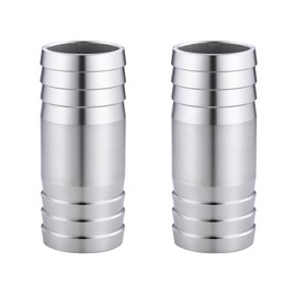 Ceaeso 304 Stainless Steel 1-1/4" Hose Barb to 1-1/4" Hose Barb Splicer Mender Round Union Coupler Fitting for Water/Fuel/Air (Pack of 2)