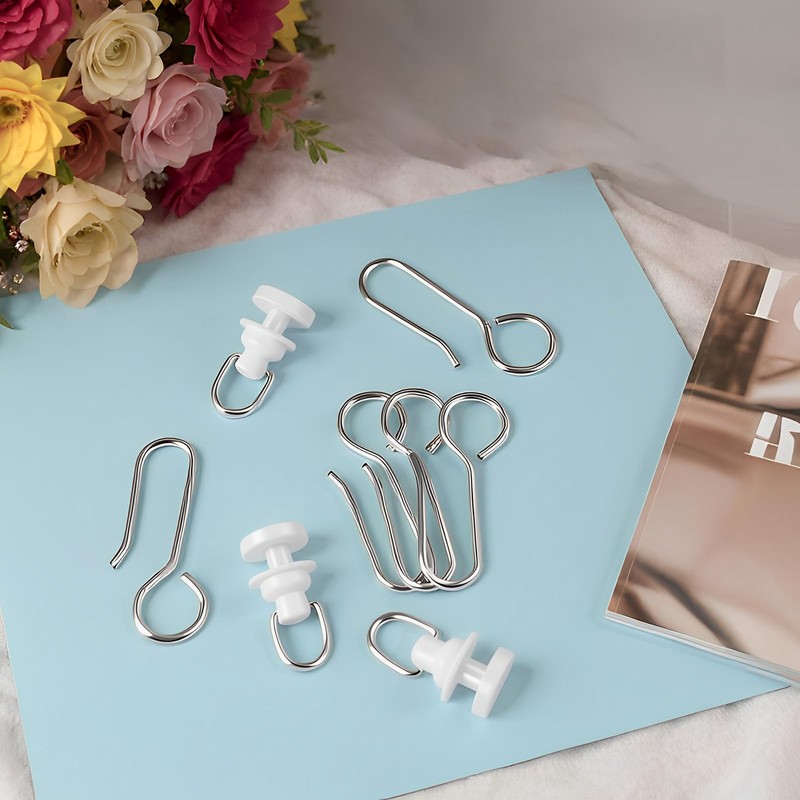 100 Pcs Curtain Track Gliders Hooks 50 Plastic Curtain Tracks