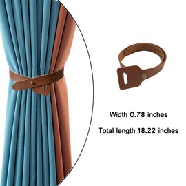 Leather Curtain Holdbacks,4 PCS Curtain Tie Drapes Curtain Holdbacks Vintage Style Curtain Tie Backs Curtain Buckle for Home Decorations (Brown)