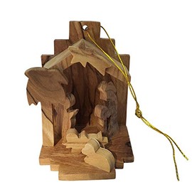 Bethlehem Olive Wood Complete Christmas Ornaments Set. Nativity Story by Bethlehem Gifts TM (Ornament 2.6")