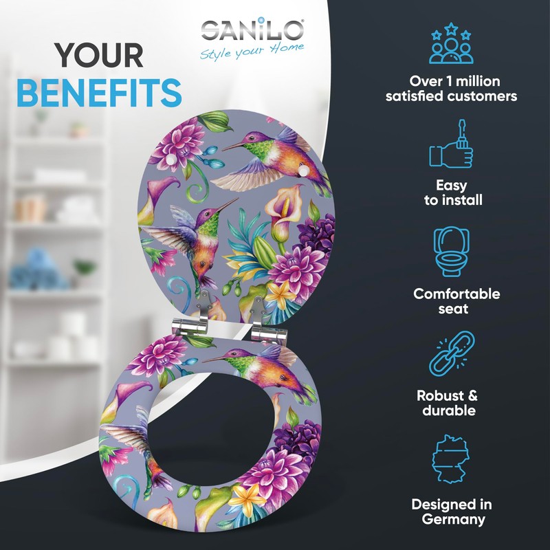 Sanilo Soft Close Toilet Seat ROUND, Quiet and Slow Close