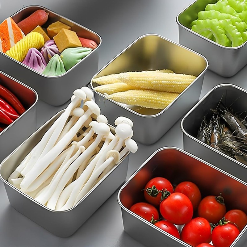Pack of 6 Stainless Steel Food Storage Containers with Lid,