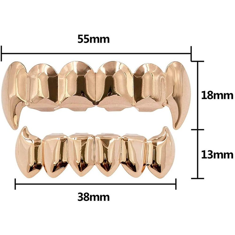 18K Gold Silver Plated Hip Hop Vampire Fangs Top Bottom