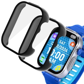 NewJourney Screen Protector for VTech KidiZoom Smartwatch DX4, 2-Pack, Full Cover Hard Case with Bumper (Black+Black)