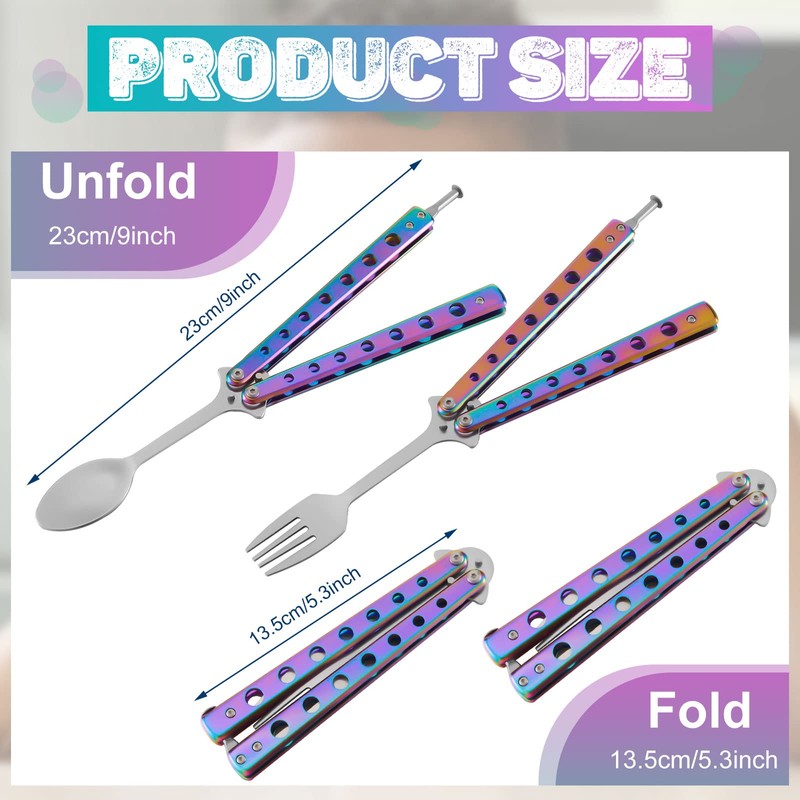 Flutesan 2 Pcs Butterfly Fork and Spoon Set, Tactical Butterfly