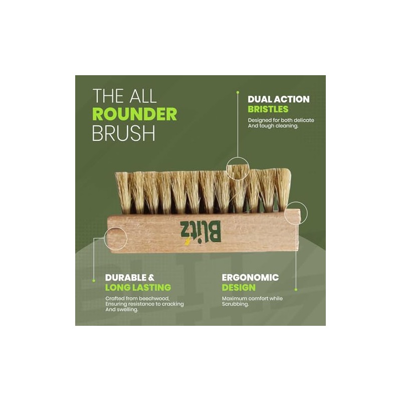 Blitz Sneaker Cleaning Kit, 100ml Solution, Wooden Brush, Microfiber Cloth,