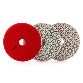 YDROWN 4 Inch Diamond 3 Step Polishing Pads Stone Abrasive Grinding Wheel Wet Use 3Pcs Step1 for Granite Marble Quartz Concrete (Step1-3PCS)