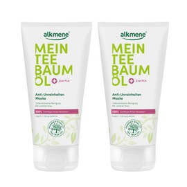 alkmene 2 x Tea Tree Oil Mask Against Pimples, Blackheads & Impurities Vegan 75 ml - 100% Confirm Pimple Reduction - Face Mask Men & Women