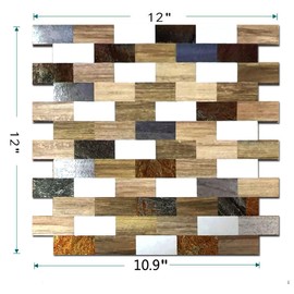 sanyeskkiy 10 Sheets Peel and Stick Backsplash Tile, Self-Adhesive Mosaic Tile, Stick on Kitchen, Bathroom Vanities, Laundry Table (Wooden Grey)