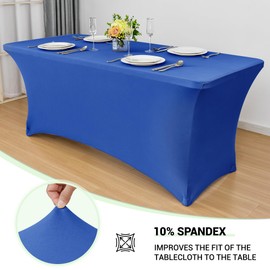 Obstal Spandex Table Cover 6ft Fitted Tablecloth Rectangular - Stretch Rectangle Folding Table Cloth for Birthday Party Wedding Banquet, Royal Blue, 72L x 30W Inch