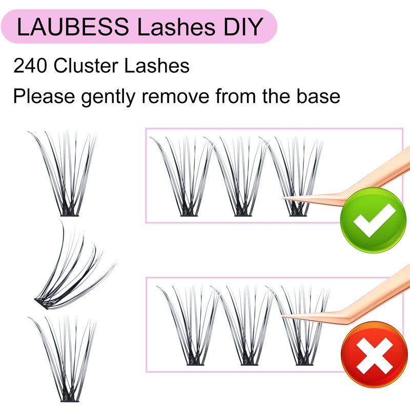 Lash Clusters LAUBESS Individual Lashes Waterproof Eyelash Clusters Mixed Tray