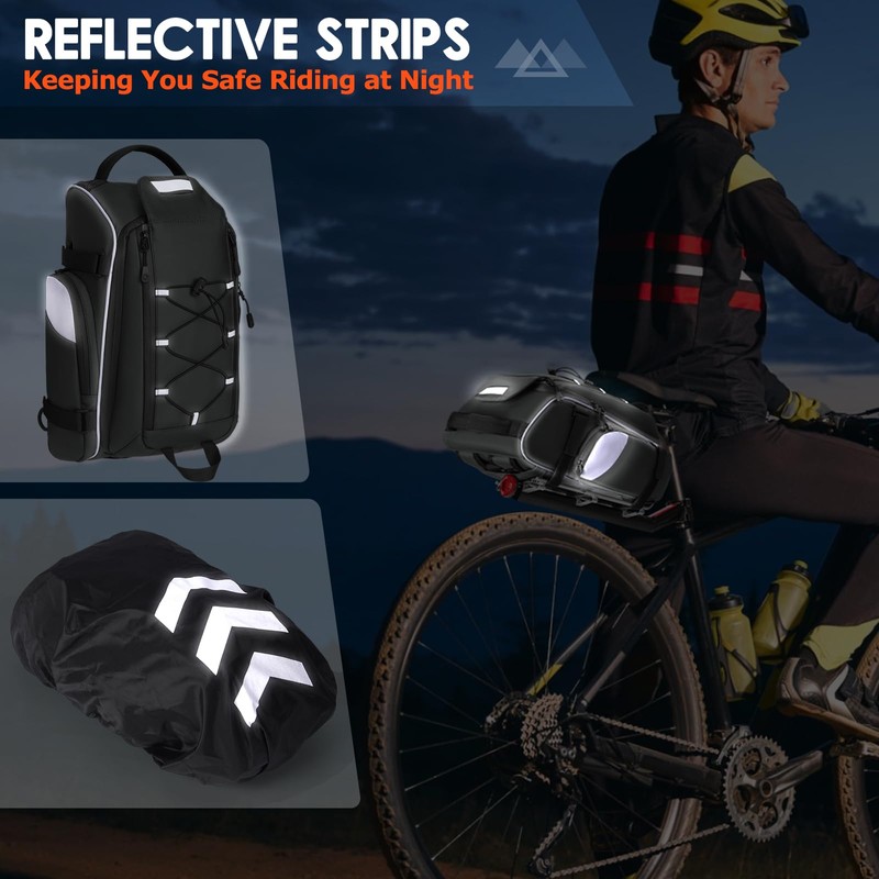 RAINSMORE Bike Bag Back Rack Bag Waterproof Bicycle Panniers for
