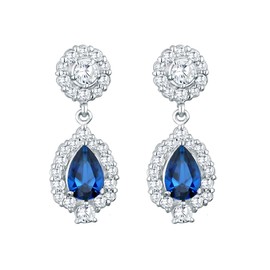 Elli 0310630313 Women's Stud Earrings 925 Sterling Silver, Crystal and Blue Sapphire