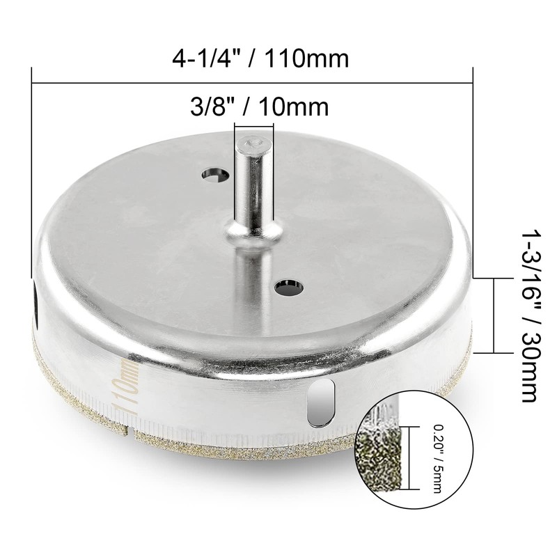 Jamiikury 4-1/4" / 110mm Diamond Drill Bits, Glass Tile Hole