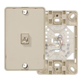 Leviton Telephone Wall Jack, 6P4C, Screw Terminal, 40214-I, Ivory