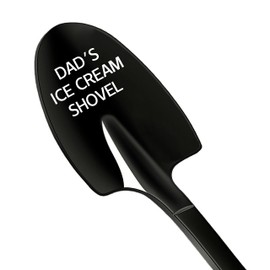 PBIEHSR Fathers Day Birthday Gifts Men Ice Cream Spoon, Father's Day Gifts Funny Engraved Dad's Stainless Steel Shovel Spoon (Black)