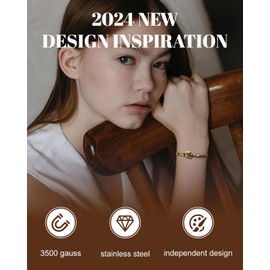 RainSo Stainless Steel Magnetic Bracelet for Women, Gold Bracelets For Girls, Planet Design, Adjustable Wristband with tool and Gift Box