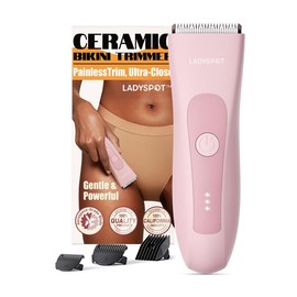 Bikini Trimmer for Women, LADYSPOT Electric Shaver, Body Hair Trimmer,  Electric Hair Shaver for Arms Legs Body Hair Trimming, Rechargeable Trimmer with Detachable Head Cordless Wet Dry Use Precise Safe, Best Gift for Loved waterproof hair - Color: Rose-