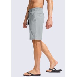 Men's Swim Trunks Quick Dry Bathing Suit Beach Board Shorts for Men with Zipper Pockets and Mesh Lining(Light Grey,M)