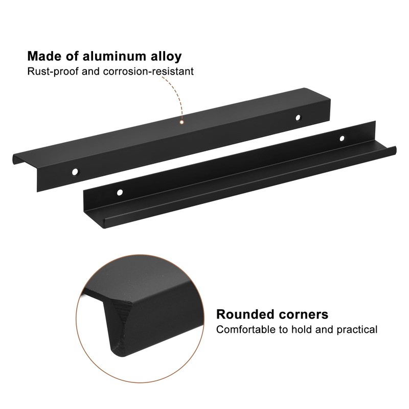 sourcing map Cabinet Finger Edge Pull, 6pcs 250mm/9.84 Aluminum Alloy