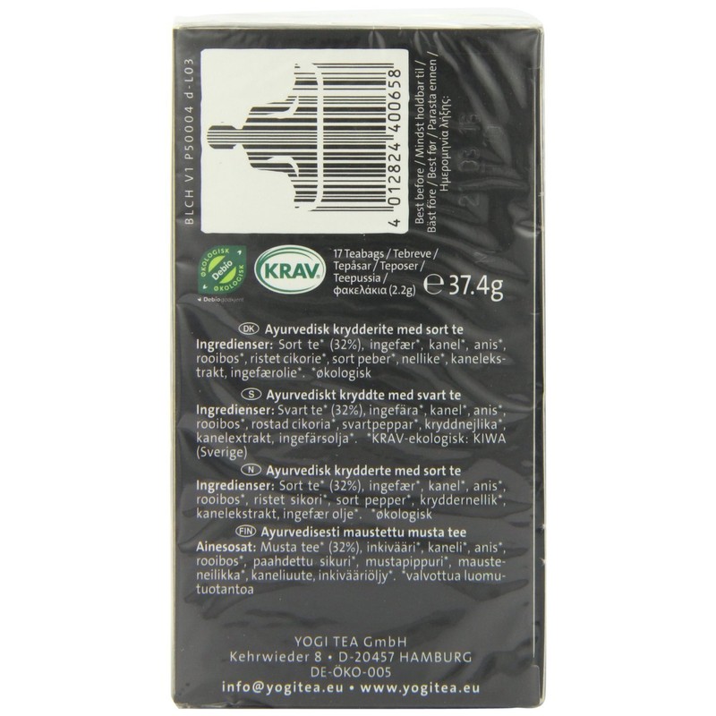 6 Pack of Yogi Tea Black Chai 17 Bag
