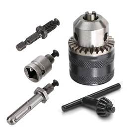 LOYELEY 1.5-13mm Drill Chuck Hex Shank + SDS + 1/2" Adapter Socket Black with Metal Key Impact Wrench Conversion Tool 13mm Electric Drill Chuck Impact Driver All Metal Type Drill Chuck Keyless Drill