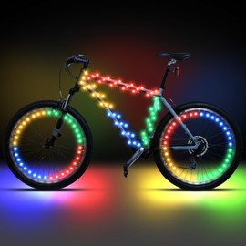 Woanger 3 Pcs LED Bike Lights for Night Riding Bicycle Frame and Wheel Color Lights Battery Powered Bike Accessories Gifts for Adults Riding at Night(Color Changing)