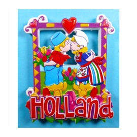 Souvenir Magnet Tulips Holland Couple Kiss Love 8 x 6.5 x 0.8 cm Holland Maritime Fridge Magnet Figure Decoration GMTX 15606