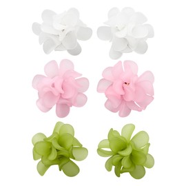 GOMAKERER 3 Pairs 3 Colors Flower Cluster Earrings, 2.7cm Boho Statement Floral Earrings White Pink Green Rose Flowers Earrings Studs Wedding Birthday Jewelry Gifts for Women