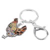 DALANE Enamel Alloy Rhinestone Hen Keychains Chicken Keyrings Farm Animals