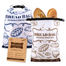Bread Bags, 2 Packs Bread Bags for Homemade Bread, Reusable Sourdough Storage Bag With Zipper, Large Freezer Container to Keep Bread Fresh (Blue)