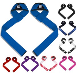 Weight Lifting Straps Grip Lifts Men Women Gym Straps Neoprene padded Wrist Support Exercise Fitness Heavy Strength Training Powerlifting Bodybuilding Workout (Blue)