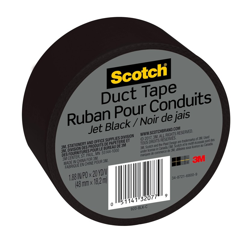 Scotch Duct Tape, 1.88 in x 20 yd, Jet Black,
