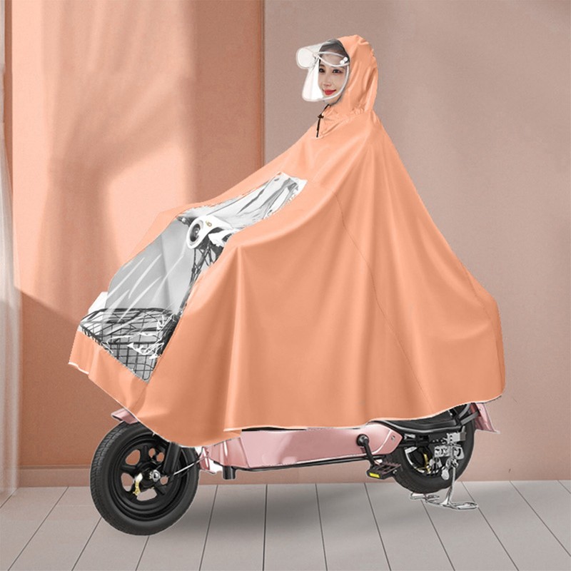 Electric Motorcycle Rain Cape Extended Full Body with Helmet Rainstorm