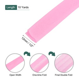 sourcing map 1/2 Inch Double Fold Bias Tape Polyester Continuous Bulk Bias Tape for Sewing,Seaming Quilting Hemming Binding Crafts (Pink 10 Yards)