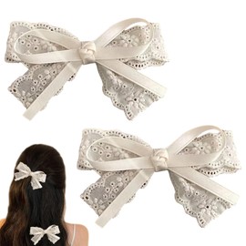 PAVIKE Lace Hair Clips, Set of 2, Ribbon Pattern, Hair Clips, Cute, Hair Accessories, Lace Embroidery, Hair Ornament, Hair Clip, Hair Clip, Hair Clip, Hair Clip, For Parties, Recitals, Birthdays