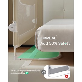 HOMEAL Bed Rail for Toddlers, 32in Swing Down Toddler Bed Rails with U-Shape Base, Foldable Baby Bed Rail Guard, Twin Size, Full Size, Queen Size, King Size Beds, Bed Rail for Baby, Beige