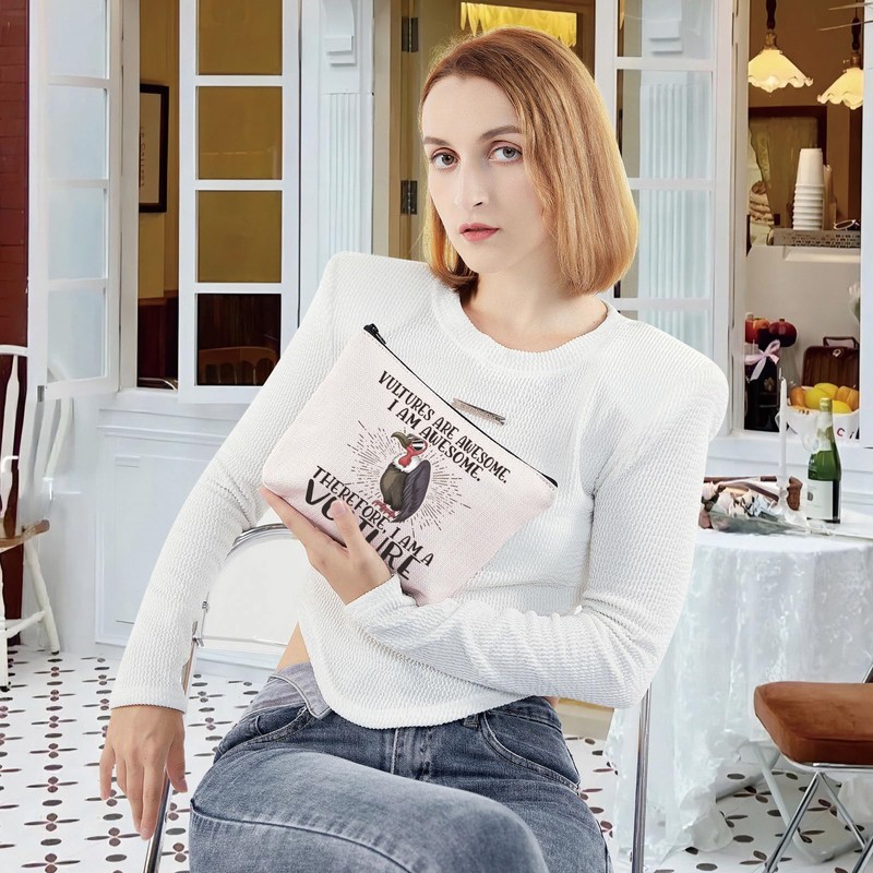 LEVLO Vulture Cosmetic Makeup Bag Vulture Lover Gift Vultures Are