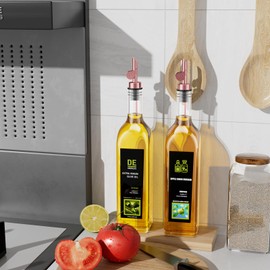 TERESRY Olive Oil Dispenser Spout, Weighted Liquor Pour Spout, Dispenser Spout, Stainless Steel Automatic Pour Spouts for Liquor Bottles, Oil Bottles, Vinegar, Syrup and Alcohol 2 Pack Rose Golden