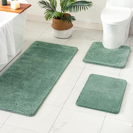 MIULEE Bath Mat Soft Bath Rug Non-Slip Bath Mat Bathroom Mat Bed Rug Fluffy Rug Bathroom Rug Shower Mat for Bath & Living Room Bedroom 50 x 60 cm Green