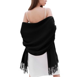 RIIQIICHY Ladies Black Scarf Pashmina Shawls and Wraps for Wedding Scarfs for Women Winter Warm