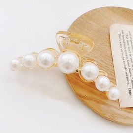 Updo hair clamp pin pearl hairpin half ponytail big - 3 pearl hair clip pin 03 / 올림머리 집주 집게핀 진주 헤어핀 반묶음빅 - 3진주헤어집게핀03