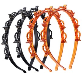 Hpmjz 4 Pcs Headband with Clips Bangs Hairstyle Hairpin Headband Professional Weave Bangs Hairstyle Halloween Hairpin Clip Headbands Fashion Bang Clip Toothed Headbands Braid Tool for Women Christmas