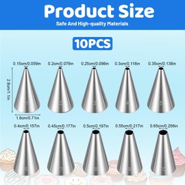 Classicseali 10Pcs Round Piping Nozzle,Stainless Steel Small Piping Nozzle