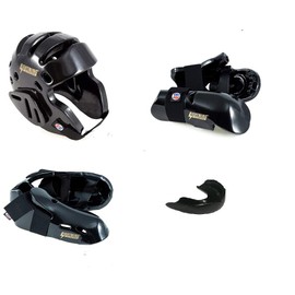 ProForce Lightning Karate Martial Arts Sparring Deluxe 6 Piece Package Deal w/Ultra Lightning Kicks & Free Mouthpiece (White, Child Large)